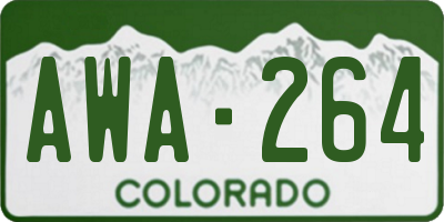 CO license plate AWA264