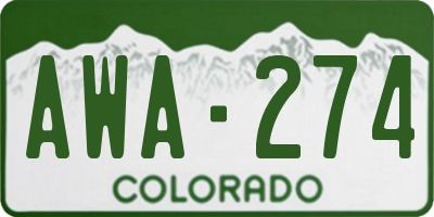 CO license plate AWA274
