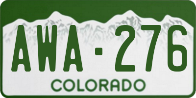 CO license plate AWA276