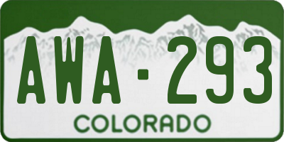 CO license plate AWA293