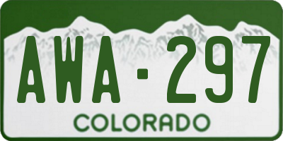 CO license plate AWA297