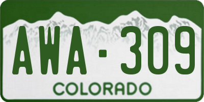 CO license plate AWA309