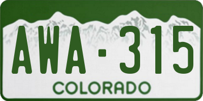 CO license plate AWA315