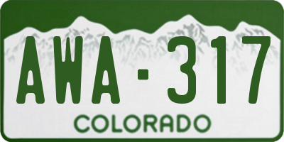 CO license plate AWA317