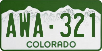 CO license plate AWA321