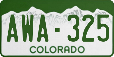 CO license plate AWA325