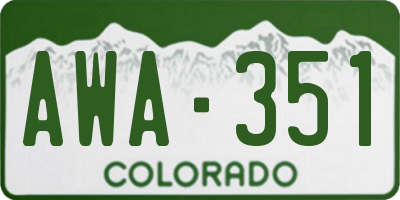 CO license plate AWA351