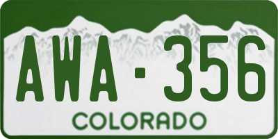 CO license plate AWA356