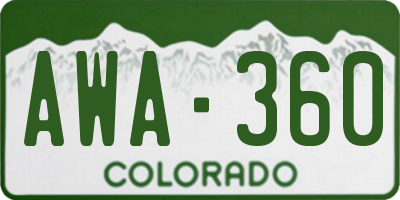 CO license plate AWA360
