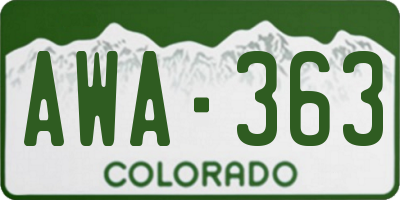 CO license plate AWA363