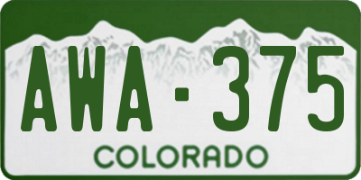 CO license plate AWA375