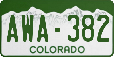 CO license plate AWA382