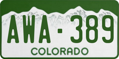 CO license plate AWA389