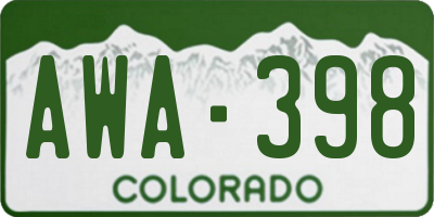 CO license plate AWA398