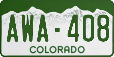 CO license plate AWA408