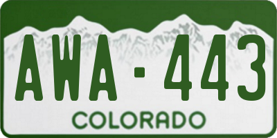 CO license plate AWA443