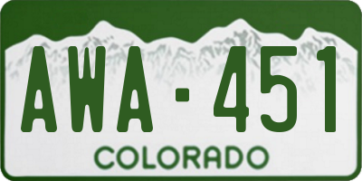 CO license plate AWA451