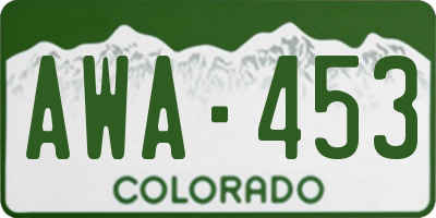 CO license plate AWA453