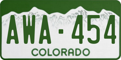 CO license plate AWA454