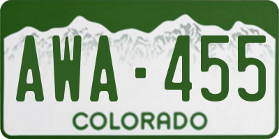 CO license plate AWA455