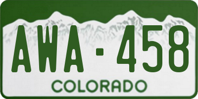 CO license plate AWA458