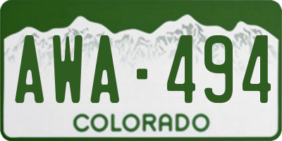 CO license plate AWA494