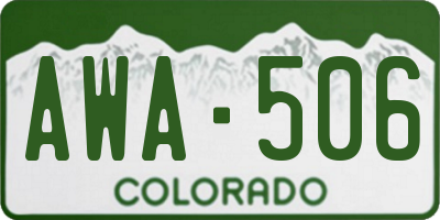 CO license plate AWA506