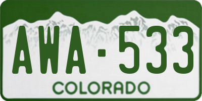 CO license plate AWA533