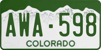 CO license plate AWA598