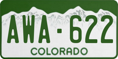 CO license plate AWA622