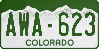 CO license plate AWA623