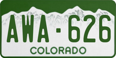 CO license plate AWA626
