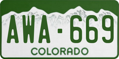 CO license plate AWA669
