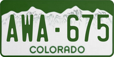 CO license plate AWA675