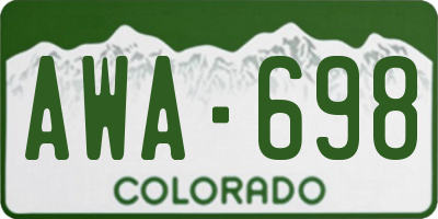 CO license plate AWA698