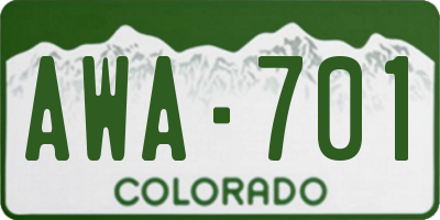 CO license plate AWA701