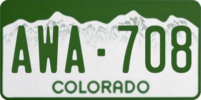 CO license plate AWA708