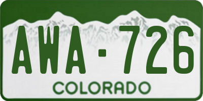 CO license plate AWA726