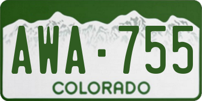 CO license plate AWA755