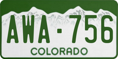 CO license plate AWA756