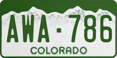 CO license plate AWA786