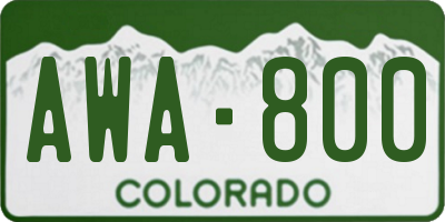CO license plate AWA800