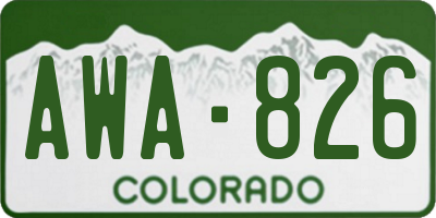 CO license plate AWA826