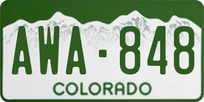 CO license plate AWA848