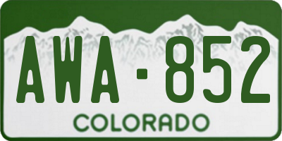 CO license plate AWA852