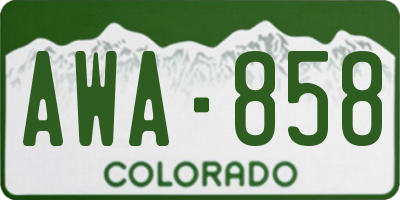 CO license plate AWA858