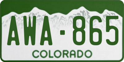CO license plate AWA865