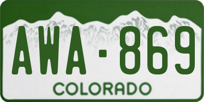 CO license plate AWA869