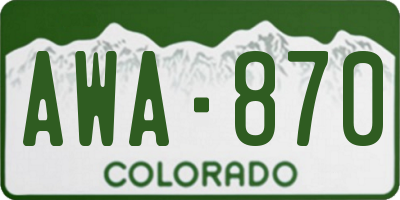CO license plate AWA870