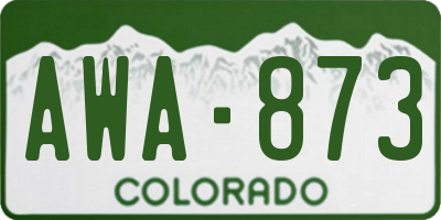 CO license plate AWA873